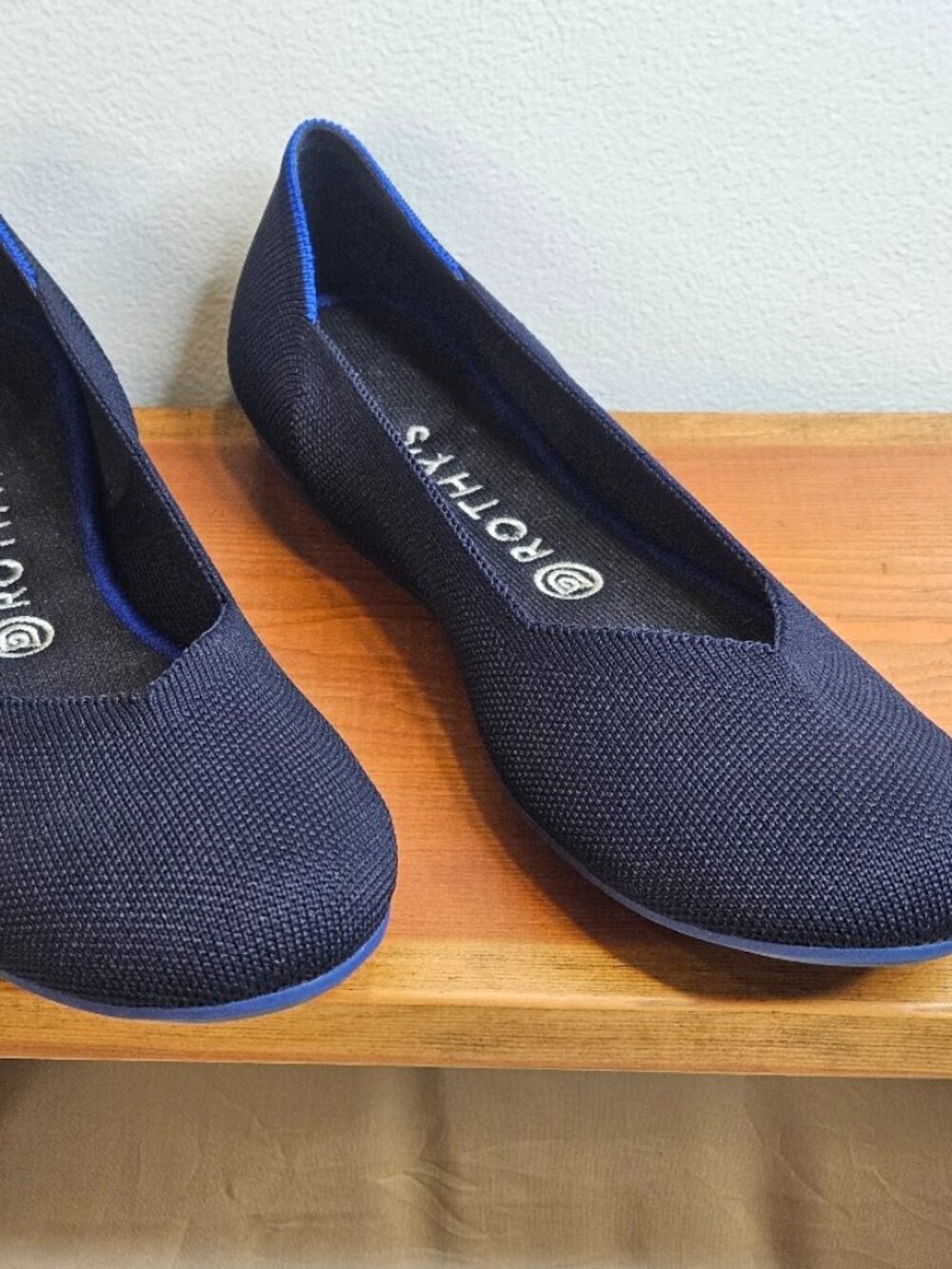 Rothy's The Daily Flat Maritime Navy Blue Knit Pattern Women's Size 11 Slip On